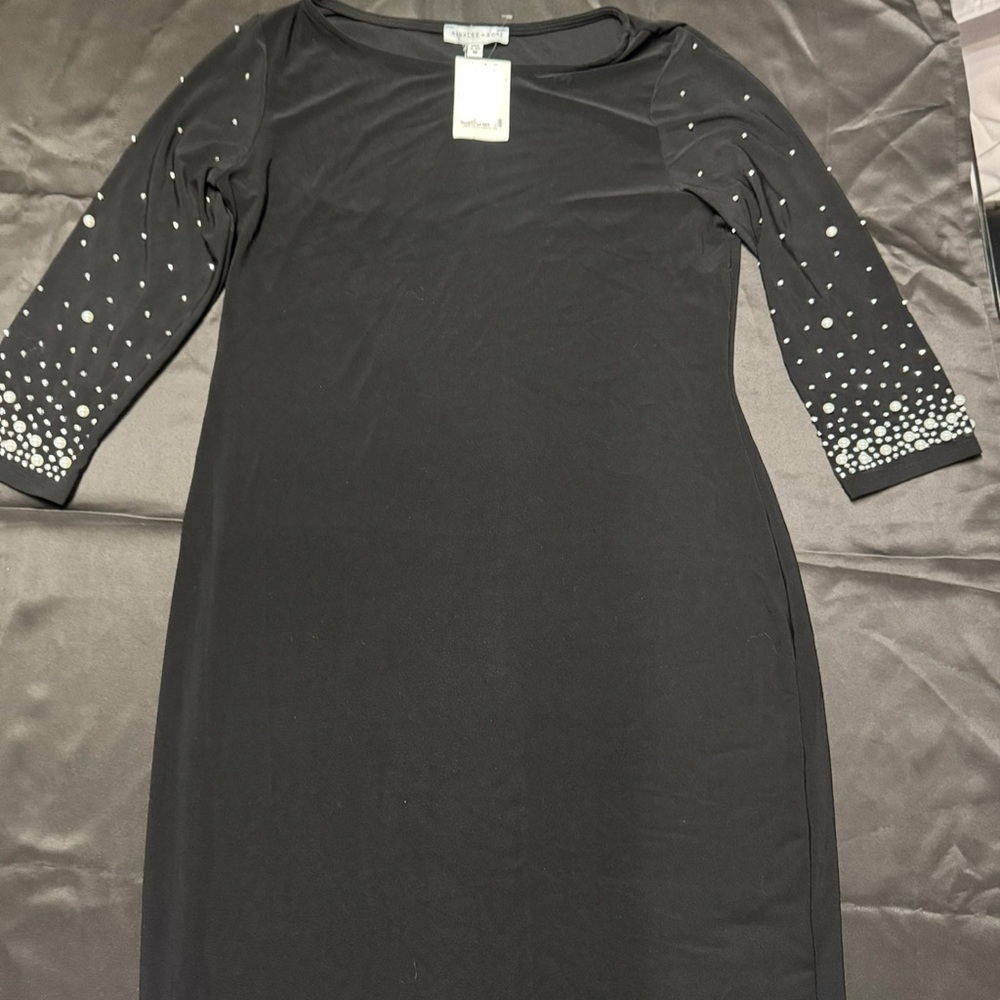 Black Dress with Embellished Sleeves